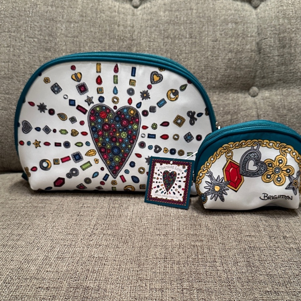 Brighton Colorful Heart and Jewel Cosmetic Bag Set - 2 Piece Set